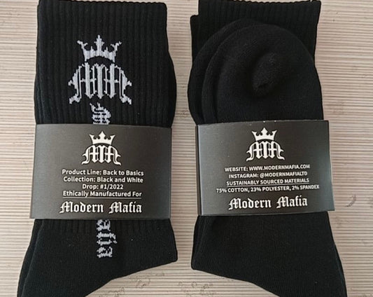 Crew Socks Black and White